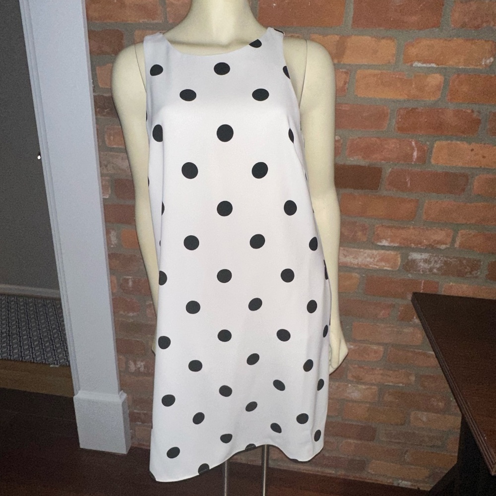 Ralph Lauren White and Black Polka Dot Sleeveless Dress Size 10